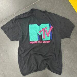 Gildan reprint MTV black cotton T-shirt
